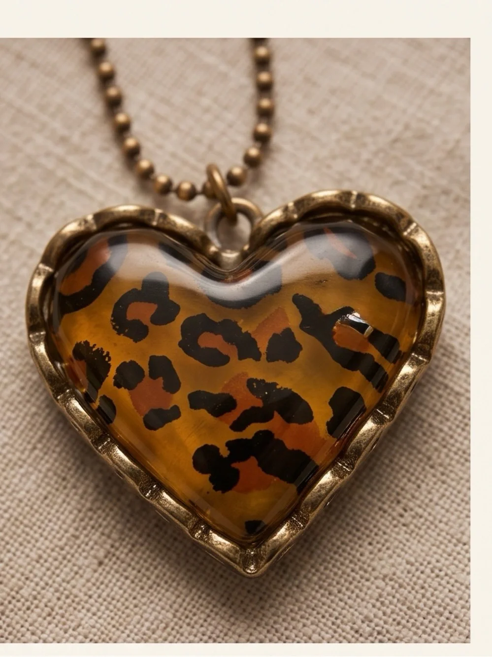 Betsey Johnson Wild at Heart Leopard Print Heart Pendant 32